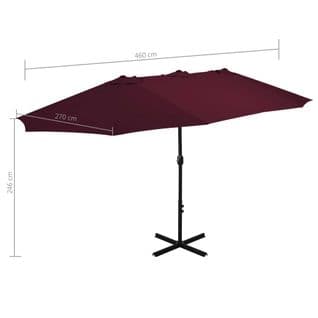 Parasol D'extérieur Double Toit Et Poteau En Aluminium - 460x270 Cm - Bordeaux