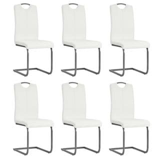 Chaises À Manger Cantilever Lot De 6 Blanc Similicuir