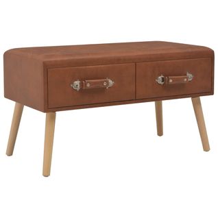 Table Basse Marron 80x40x46 Cm Similicuir