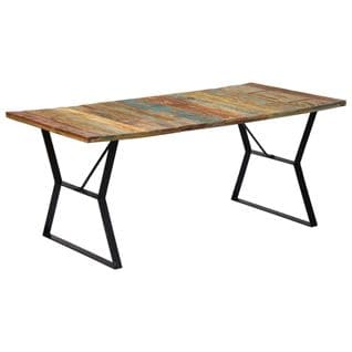 Table De Salle À Manger 180x90x76cm Bois De Récupération Solide