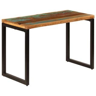 Table À Dîner 115x55x76 Cm Bois De Récupération Solide Et Acier