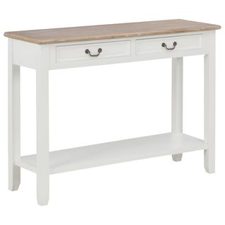 Table Console Blanc 110x35x80 Cm Bois