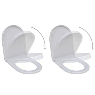 Sièges De Toilette Avec Couvercles 2 PCs Plastique Blanc