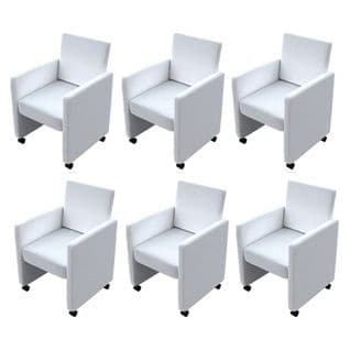 Chaises De Salle À Manger 6 PCs Blanc Similicuir