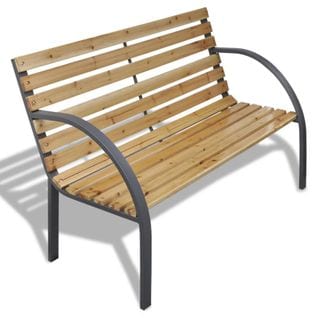 Banc à Lattes En Bois Et Fer - 120x62x82 Cm - Marron Foncé