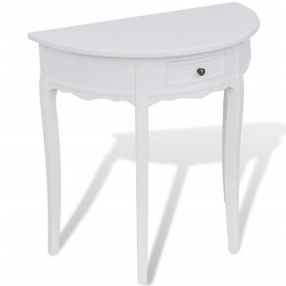 Table Console Avec Tiroir Demi-ronde Blanc