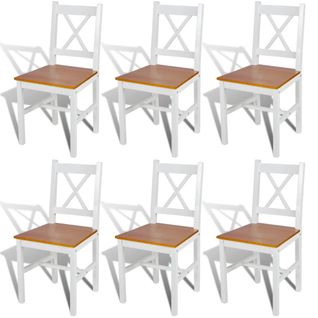 Chaises à Manger Lot De 6 Blanc Bois De Pin