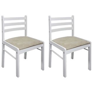 Chaises à Manger Lot De 2 Blanc Hévéa Solide Et Velours