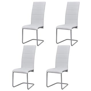 Chaises À Manger Cantilever Lot De 4 Blanc Similicuir