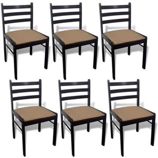 Chaises à Manger Lot De 6 Marron Bois Solide Et Velours