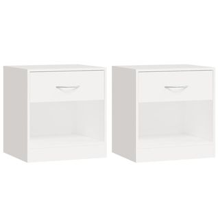 Table De Chevet 2 PCs Avec Tiroir Blanc