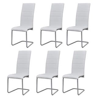 Chaises à Manger Cantilever Lot De 6 Blanc Similicuir