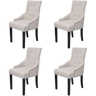 Chaises À Manger Lot De 4 Gris Crème Tissu