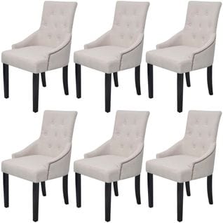 Chaises À Manger Lot De 6 Gris Crème Tissu