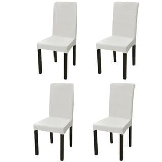 Housse De Chaise Droite Extensible 4 PCs Crème