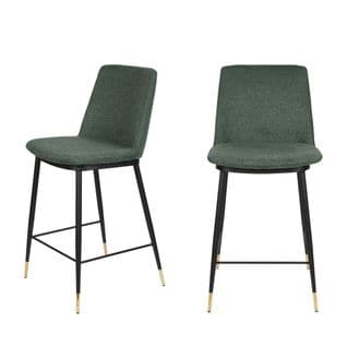 Lionel - Lot De 2 Tabourets De Bar En Tissu Et Métal 65cm - Couleur - Vert