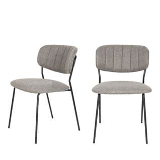 Lot De 2 Chaises En Tissu Et Métal Pieds Noirs