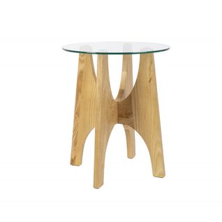 Kobe - Table D'appoint Ronde En Bois Et Verre D45