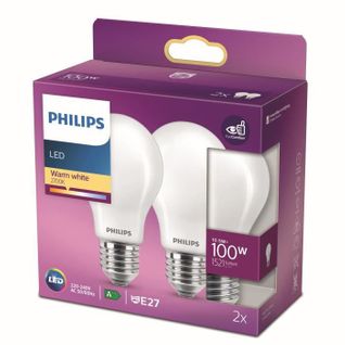Ampoule LED Equivalent100w E27 Blanc Chaud Non Dimmable, Verre, Lot De 2