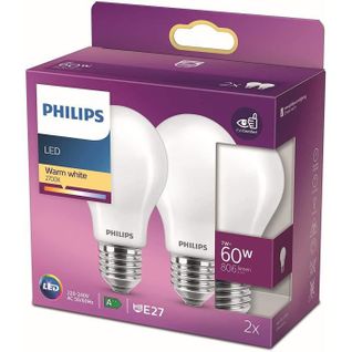 lot de 2 ampoules LED dépolie PHILIPS E27 forme standard