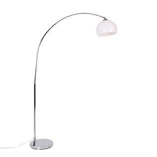 Lampe à Arc Moderne Chrome Avec Abat-jour Blanc - Arc Basic