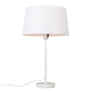 Lampe De Table Blanc Avec Abat-jour Blanc 35 Cm Réglable - Parte