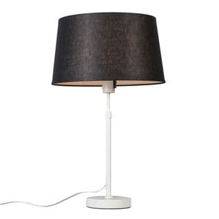 Lampe De Table Blanc Avec Abat-jour Noir 35 Cm Réglable - Parte