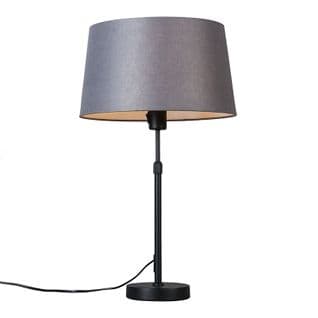 Lampe De Table Noir Avec Abat-jour Gris 35 Cm Réglable - Parte
