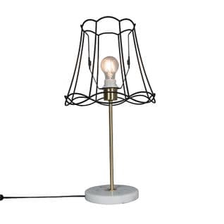 Lampe De Table Rétro En Laiton Avec Cadre Granny Noir 30 Cm - Kaso