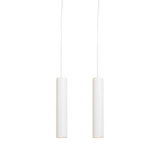 Lot De 2 Lampes Suspendues Design Blanc - Tuba Small