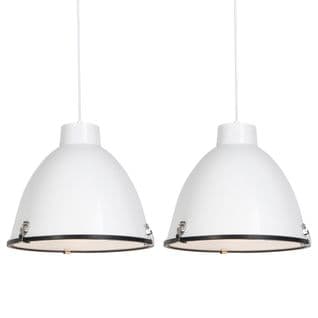 Lot De 2 Lampes à Suspension Industrielles Blanches 38 Cm Dimmable - Anteros