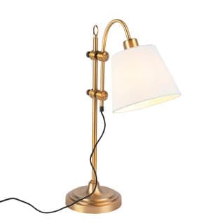 Lampe De Table Classique En Bronze Avec Abat-jour Blanc - Ashley