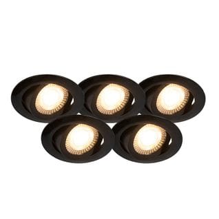 Lot De 5 Spots Encastrables Modernes Noirs Avec LED Dimmable En 3 Étapes - Mio