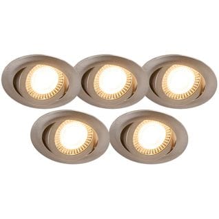 Ensemble De 5 Spots Encastrables Modernes En Acier Avec LED Dimmable En 3 Étapes - Mio