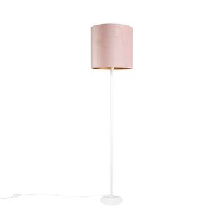 Lampadaire Romantique Blanc Avec Abat-jour Rose 40 Cm - Simplo