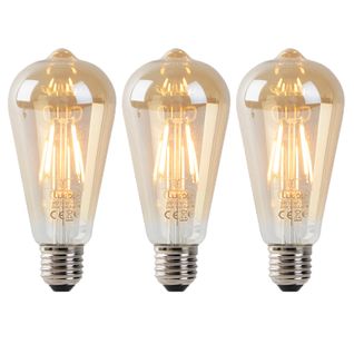 Lot De 3 Lampes LED E27 St64 Or Avec Capteur Clair-foncé 4w 400 Lm 2200k