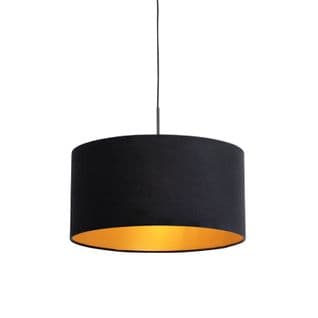 Suspension Avec Abat-jour En Velours Noir Et Or 50 Cm - Combi