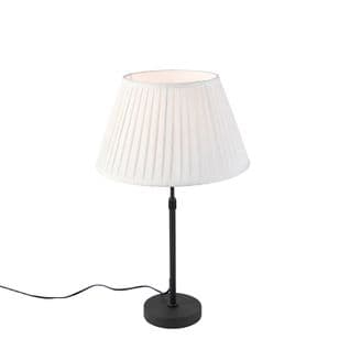 Lampe De Table Noir Avec Abat-jour Plissé Crème 35 Cm Réglable - Parte