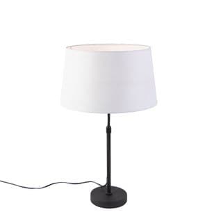 Lampe De Table Noir Avec Abat-jour En Lin Blanc 35 Cm Réglable - Parte