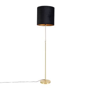 Lampadaire Or / Laiton Avec Abat-jour Velours Noir 40/40 Cm - Parte