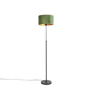 Lampadaire Noir Avec Abat-jour Velours Vert Avec Or 35 Cm - Parte