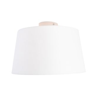 Plafonnier Avec Abat-jour En Lin Blanc 35 Cm - Combi Blanc