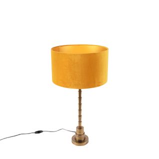 Lampe De Table Art Déco Avec Abat-jour En Velours Jaune 35 Cm - Pisos