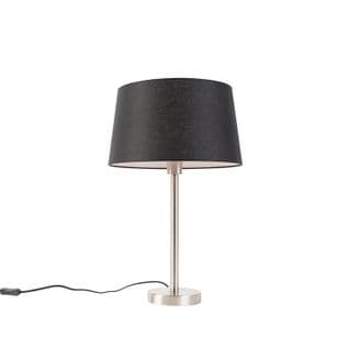 Lampe De Table Moderne En Acier Avec Abat-jour Noir 35 Cm - Simplo