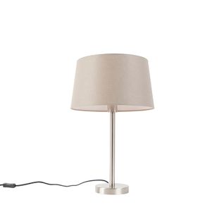 Lampe De Table Moderne En Acier Avec Abat-jour Taupe 35 Cm - Simplo