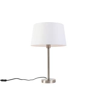 Lampe De Table Moderne En Acier Avec Abat-jour Blanc 32 Cm - Simplo