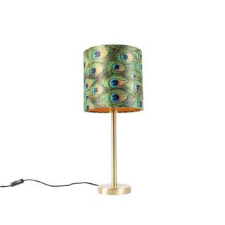 Lampe De Table Botanique En Laiton Avec Abat-jour Paon 25 Cm - Simplo