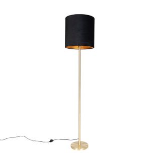 Lampadaire Classique En Laiton Avec Abat-jour Noir 40 Cm - Simplo