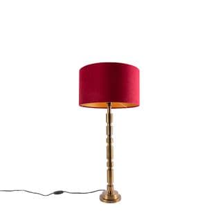 Lampe De Table Art Déco Bronze 35 Cm Abat-jour Velours Rouge - Torre