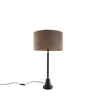 Lampe De Table Art Déco Noir 35 Cm Abat-jour Velours Taupe - Pisos